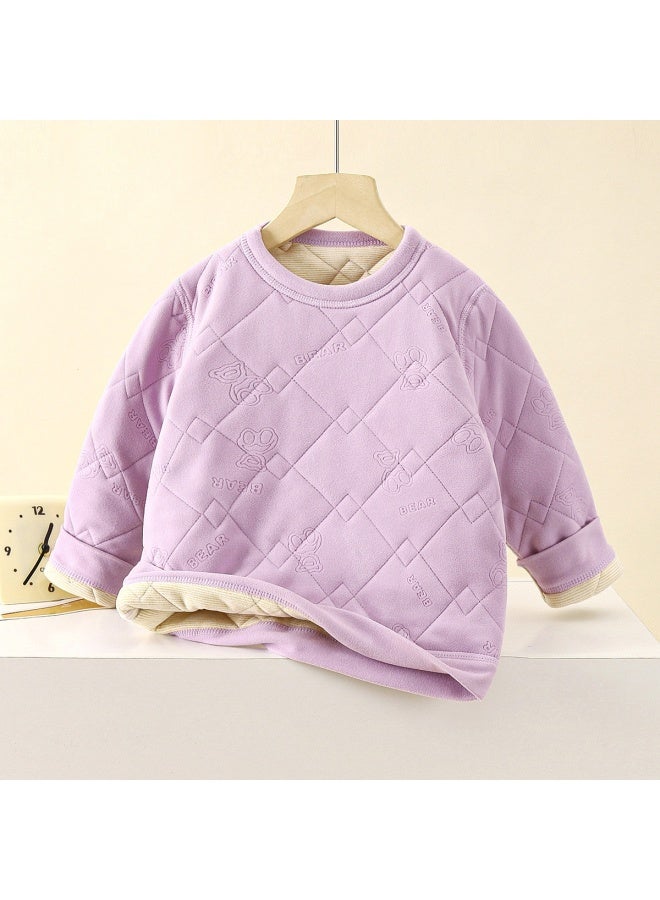 School Uniform Artifact Children's Thermal Underwear Suit Fleece-lined Thickened Boy's Autumn Clothes Autumn Trousers Women's Children's Wear Warm Clothes Autumn And Winter