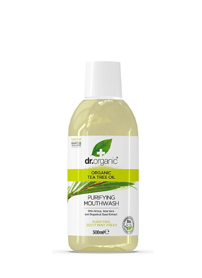 dr.organic - Organic Tea Tree Oil Purifying Mouthwash 500ml - Image 1