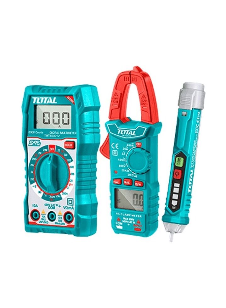 TOTAL T0TAL Electrical Test Kit Digital Multimeter III 600V AC Voltage Detecter 12 1000V Digital AC Clamper Meter AC200A TMT43028 - Image 1
