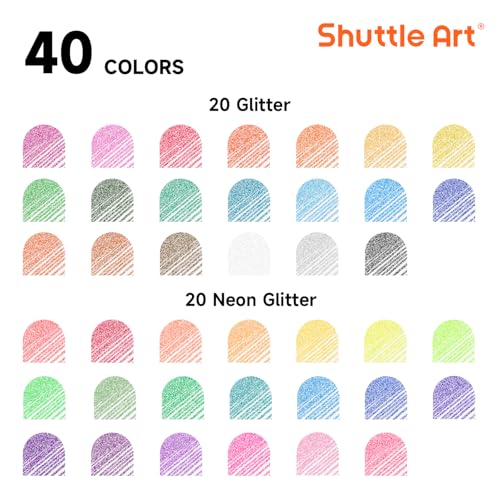 Shuttle Art 80 Pack Glitter Gel Pens 40 Colors Glitter Gel Pens Set with 40 Refills for Adults Coloring Books Drawing Crafts Scrapbooking Journaling - Image 3