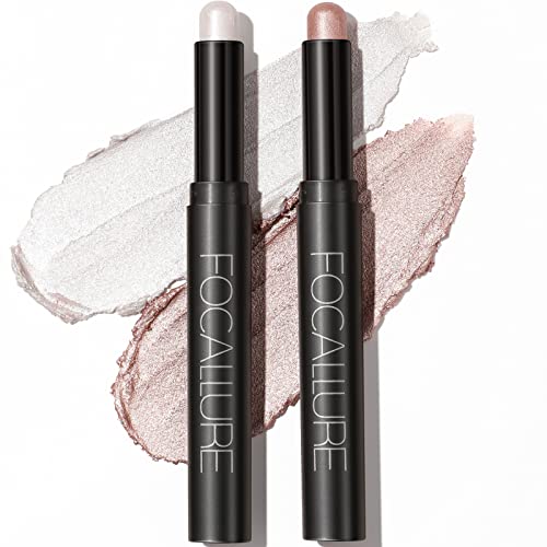 FOCALLURE (2 Pcs 2 in 1 Eyeshadow and Eyeliner Pen,Waterproof Eye Shadow Pencil,Hypoallergenic Eyeshadow,Highlighter Eye Liner,Multi-Dimensional eyes Look,Twilight - Image 1