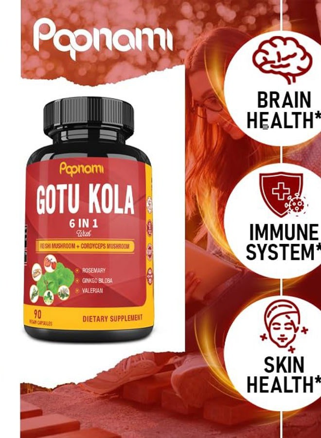 Papnami Organic Gotu Kola Extract Capsules with Reishi, Cordyceps, Rosemary, Gingko Biloba & Valerian Root - 90 Counts for 3 Months - Supports Brain, Immunity, Skin & Heart Health - Image 4
