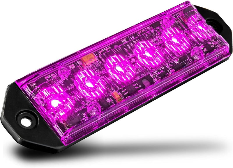 LAMPHUS PlanarFlash 6W Purple LED Surface Mount Police Grill Strobe Warning Light [SAE Class 1] 12V Ultra Slim Flat Grille Flashing Emergency Fire Light for Funeral Escort Service Vehicle Car - Image 1