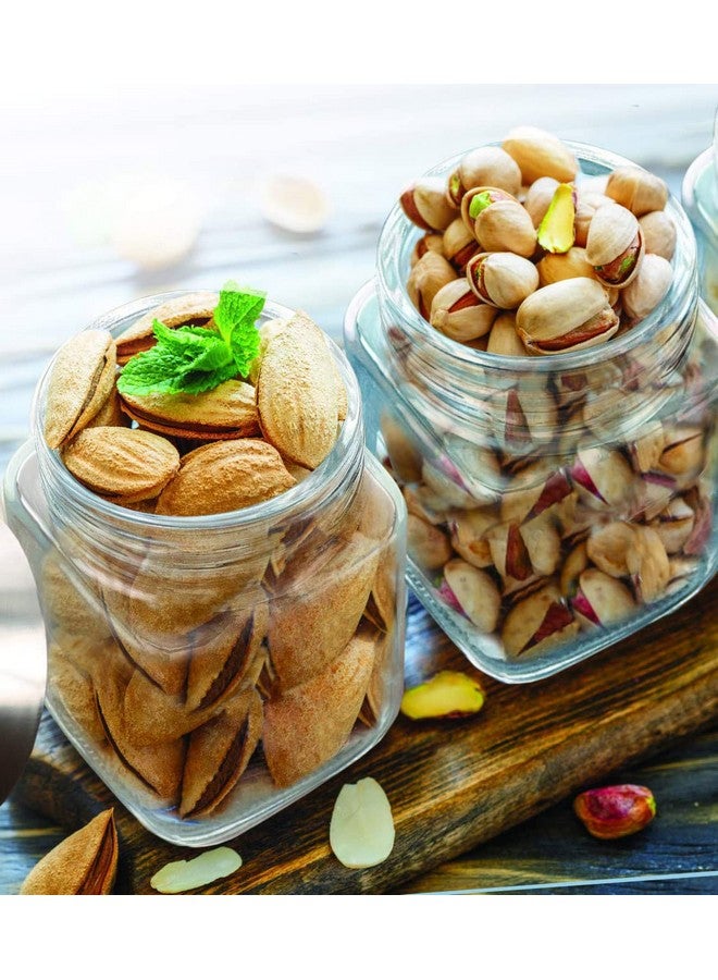 Brezzycloud Glass Cubical Square 600ml Transparent Glass Jars & Containers for Kitchen Pantry, Snacks, Masala, Pickles, Cookies, Dry Fruits Storage Glass Jar with Black Plastic Lid (600ml, Set Of 6) - Image 3