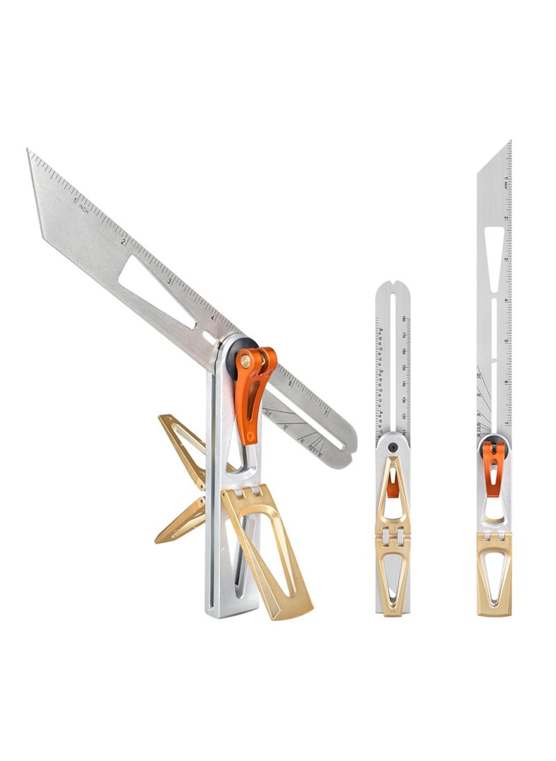 Generic Multifunctional T-Type Woodworking Scriber Ruler, Adjustable Angle Measuring and Marking Tool with Dovetail Guide, 6:1 and 8:1 Slopes, Double-Sided Scale for Precision Crafting  - Image 1