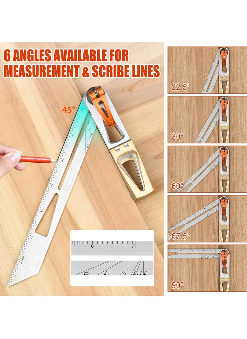 Generic Multifunctional T-Type Woodworking Scriber Ruler, Adjustable Angle Measuring and Marking Tool with Dovetail Guide, 6:1 and 8:1 Slopes, Double-Sided Scale for Precision Crafting  - Image 3