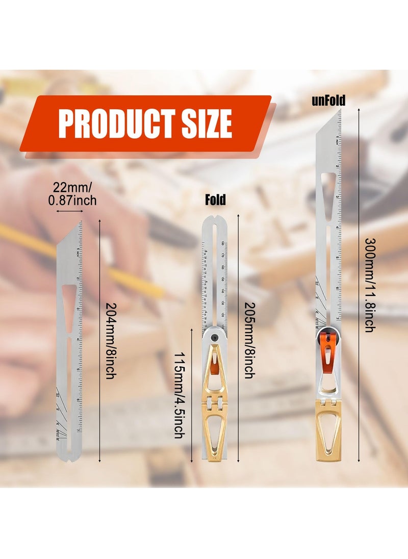 Generic Multifunctional T-Type Woodworking Scriber Ruler, Adjustable Angle Measuring and Marking Tool with Dovetail Guide, 6:1 and 8:1 Slopes, Double-Sided Scale for Precision Crafting  - Image 5