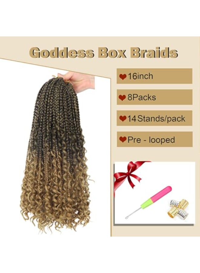 Diha Goddess Box Braids Crochet Hair With Curly Ends 16 Inch Bohomian Box Braids Crochet Braids 8 Packs 3X Crochet Braids Synthetic Braiding Hair Extension for Black Women 16 Inch Pack of 8 T27 - Image 3