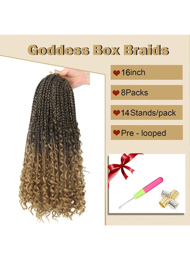 Diha Goddess Box Braids Crochet Hair With Curly Ends 16 Inch Bohomian Box Braids Crochet Braids 8 Packs 3X Crochet Braids Synthetic Braiding Hair Extension for Black Women 16 Inch Pack of 8 T27 - Image 4