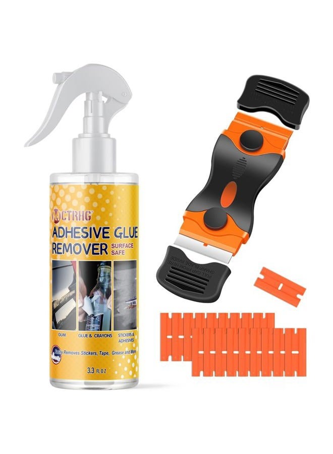 MCTRHG Adhesive Remover, Car Sticker Remover with Extra Plastic Razor Blades, 3.5oz Adhesive Remover for Cars, Windows, Tables, Glue Remover to Rapidly Remove Labels, Sticker, Glue, Chewing Gum - Image 1