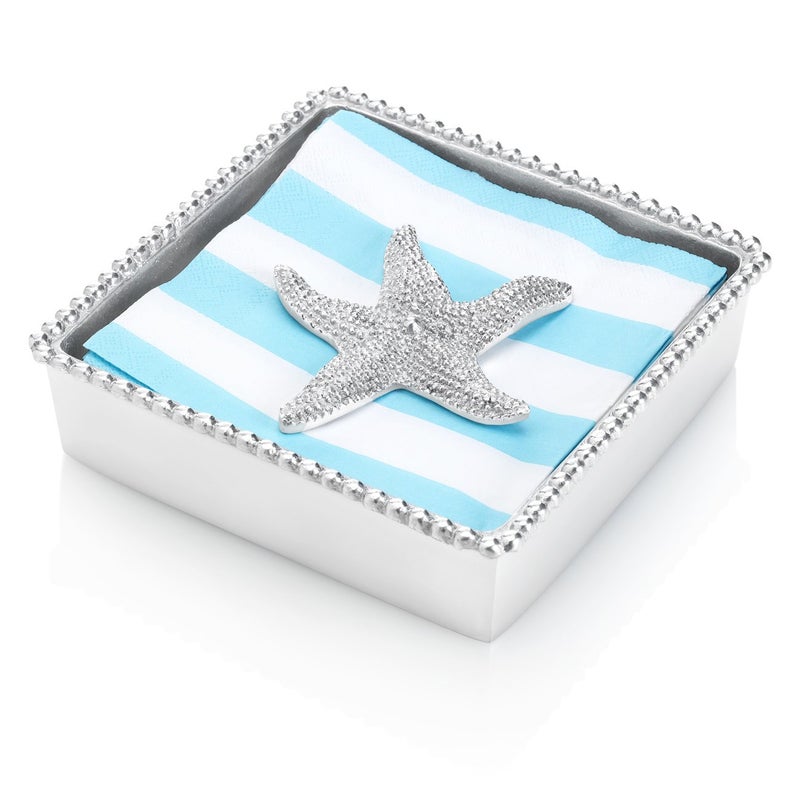 Mariposa Starfish Beaded Napkin Box - Image 1