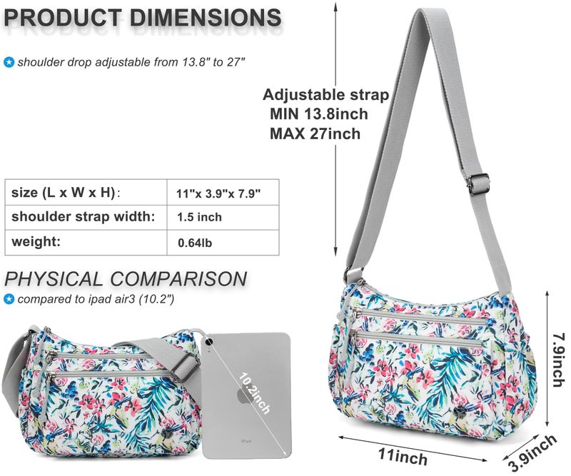 Pealwel Casual Crossbody Bag with Anti Theft Pocket - Women Lightweight Water-Resistant Purse Bag (Floral) - Image 5