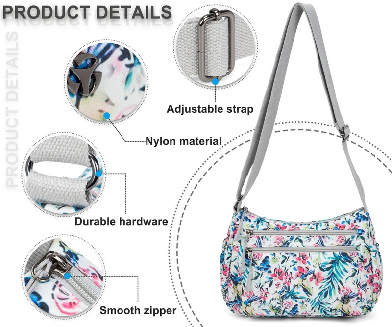 Pealwel Casual Crossbody Bag with Anti Theft Pocket - Women Lightweight Water-Resistant Purse Bag (Floral) - Image 4