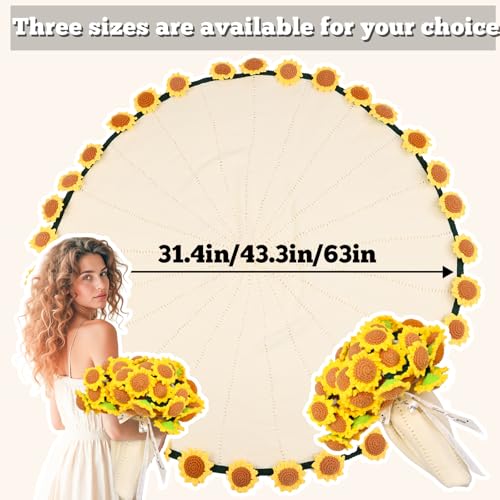 LOKOZ Sunflower Crochet Flower Bouquet Blanket, Knitted Floral Throw Blanket Gifts for Mom Mother's Day, Teacher Appreciation Gifts for Women, Birthday Anniversary Sunflower Home Decor, 43 Inches - Image 4