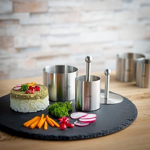 Küchenprofi Stainless Steel 6-Piece Forming Rings with Tamper/Pushers, Silver - Image 3