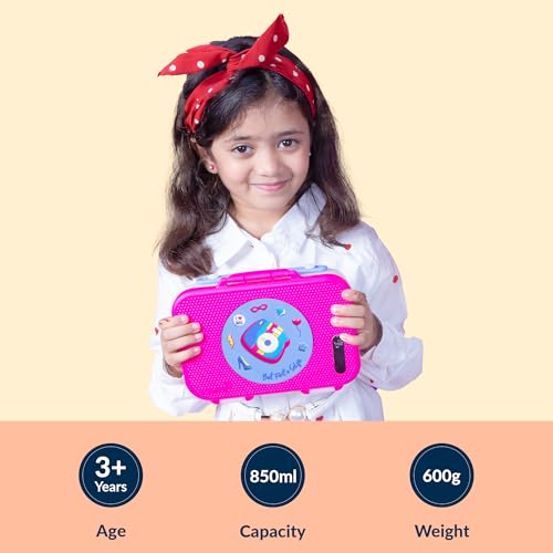 rabitat Munchbee Pro Stainless Steel 850ml Lunch Box | 1+1 Year Brand Warranty | Tiffin Box for School | Lunch Box for Kids Boys & Girls | BPA Free, Spill Proof & Durable Bento Design | Diva - Image 3