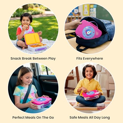 rabitat Munchbee Pro Stainless Steel 850ml Lunch Box | 1+1 Year Brand Warranty | Tiffin Box for School | Lunch Box for Kids Boys & Girls | BPA Free, Spill Proof & Durable Bento Design | Diva - Image 2