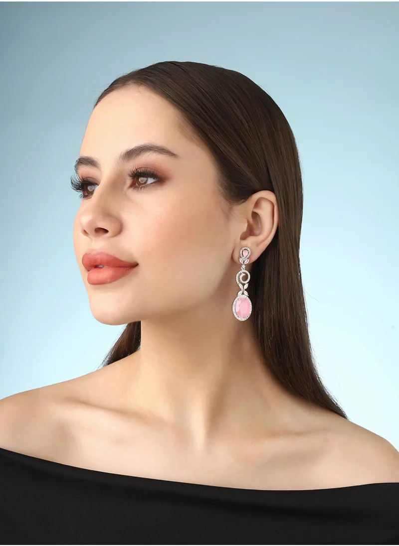 Priyaasi American Diamond Contemporary Drop Earrings