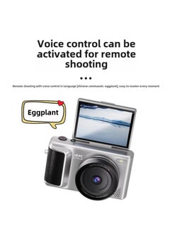 Generic 6400W HD Flip Screen Micro Single Digital Camera Voice Control Camera Student Entry Level CCD Camera-Body Color:64g Card + Noble Silver  - Image 5