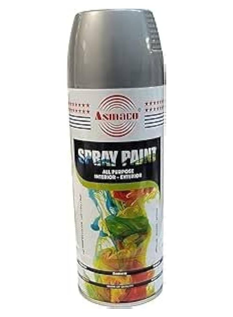 Asmaco Essentials Spray Paint Quick Drying Smooth High Gloss Interior Exterior Wood Plastic Metal Automotive Non fading 400ML (Matt Silver 9023)  - Image 1
