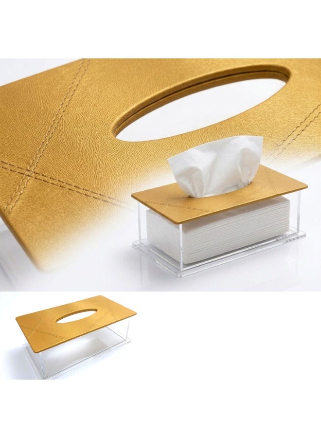 Mini Square Tissue Box with Leather Top – Compact Acrylic Holder for Car Console, Nightstand, or Bathroom Vanity – Soft Touch & Easy Refill - Image 5