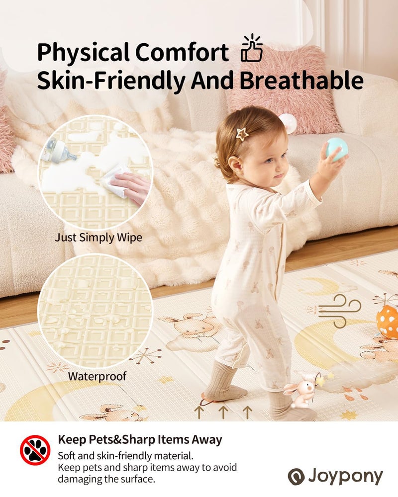 Joypony Baby Play Mat, 79 x 71 Inches Extra Large Foldable Play Mats for Babies and Toddlers, Waterproof & Anti-Slip Portable Foam Floor Mat for Tummy Time with Travel Bag - Image 5