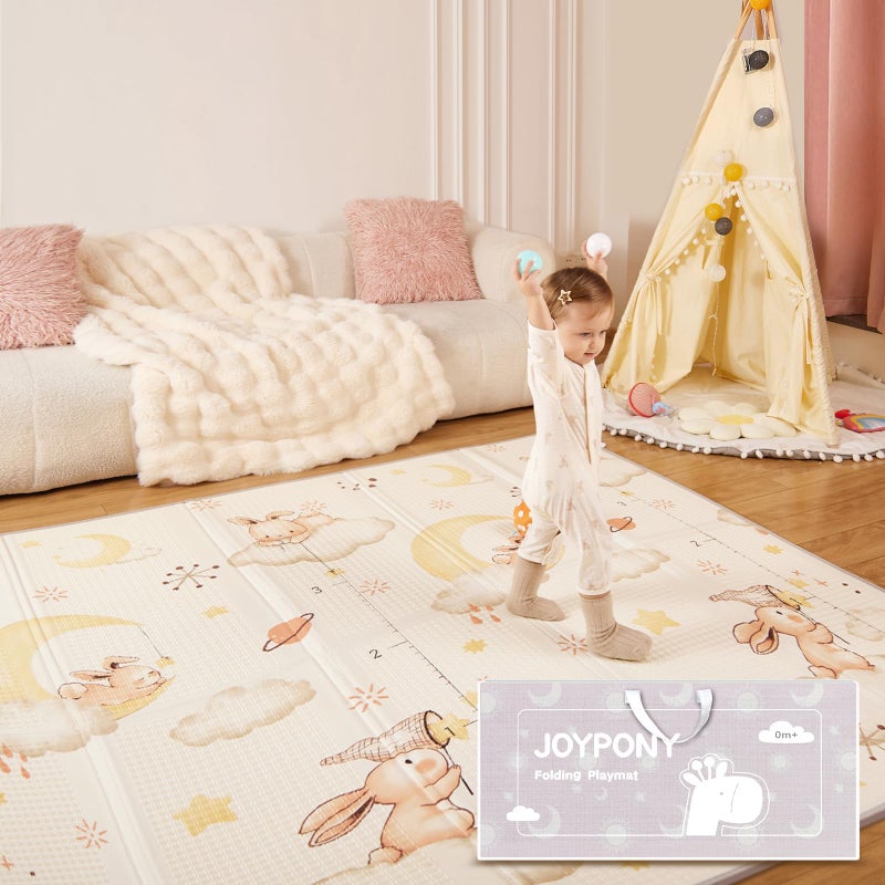 Joypony Baby Play Mat, 79 x 71 Inches Extra Large Foldable Play Mats for Babies and Toddlers, Waterproof & Anti-Slip Portable Foam Floor Mat for Tummy Time with Travel Bag - Image 1