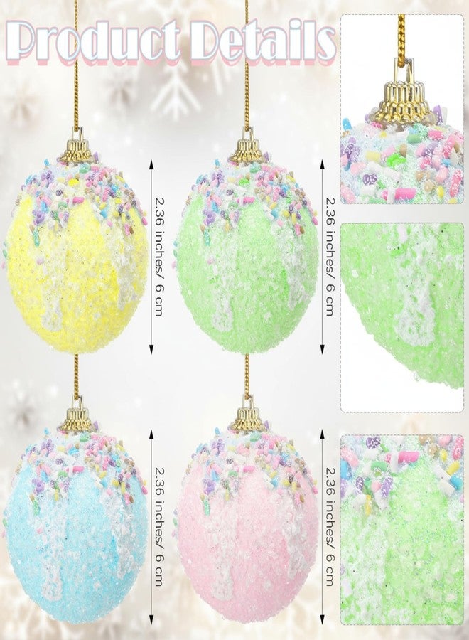 DEEKIN 12 Pack 2.36 Inch Pastel Christmas Ornament Set, Pastel Candy Ornaments for Christmas Tree Colorful Pink Blue Foam Gift with Glitter Sugar Decorations Balls for Holiday Birthday Home Decor - Image 2