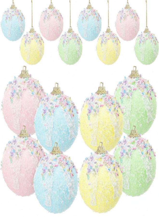 DEEKIN 12 Pack 2.36 Inch Pastel Christmas Ornament Set, Pastel Candy Ornaments for Christmas Tree Colorful Pink Blue Foam Gift with Glitter Sugar Decorations Balls for Holiday Birthday Home Decor - Image 1