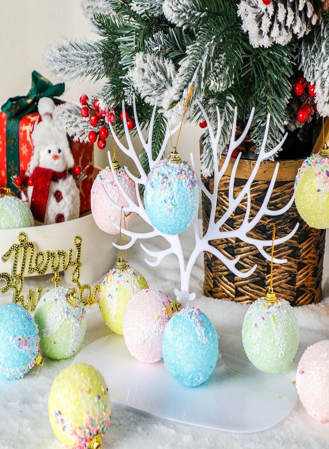 DEEKIN 12 Pack 2.36 Inch Pastel Christmas Ornament Set, Pastel Candy Ornaments for Christmas Tree Colorful Pink Blue Foam Gift with Glitter Sugar Decorations Balls for Holiday Birthday Home Decor - Image 3