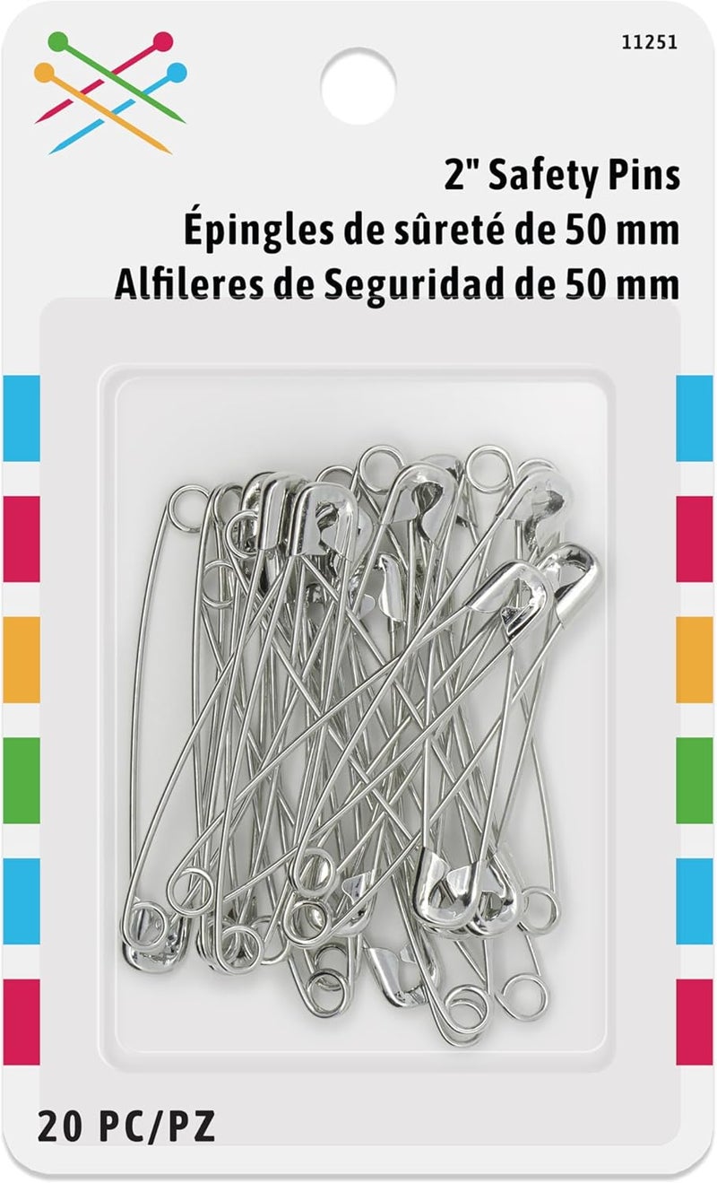 Large 20 PC Safety Pins, L, Zinc Count