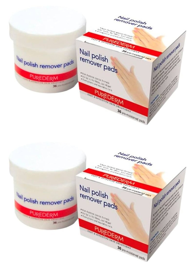 Purederm Two Pcs Nail Polish Remover Pads 36 Pre Moistened pads