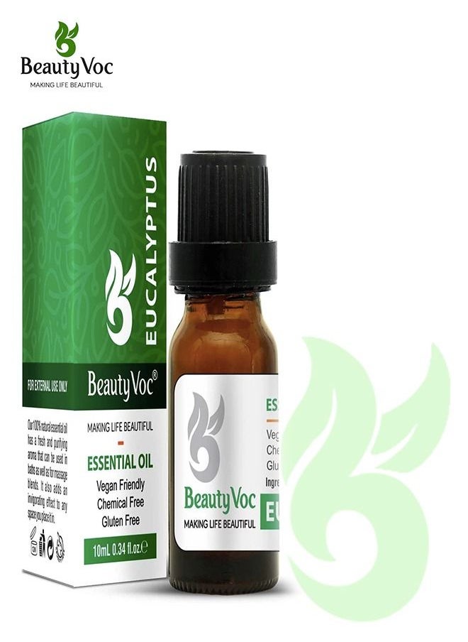 BEAUTY VOC Pure Eucalyptus Oil, Extracted from the Finest Eucalyptus Leaves for Enhanced Respiratory Clarity, Soothing Muscle Relief with a cooling sensation, 10ml  - Image 1