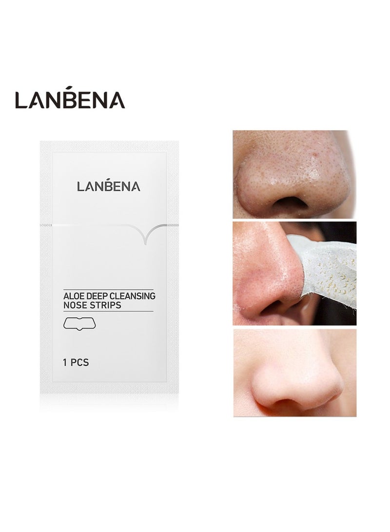 LANBENA شرائط تنظيف الأنف العميقة بالألوفيرا من LANBENA، إزالة الرؤوس السوداء، أقنعة الأنف، شرائط تقشير المسام، تقليص المسام، العناية بالبشرة - Image 1