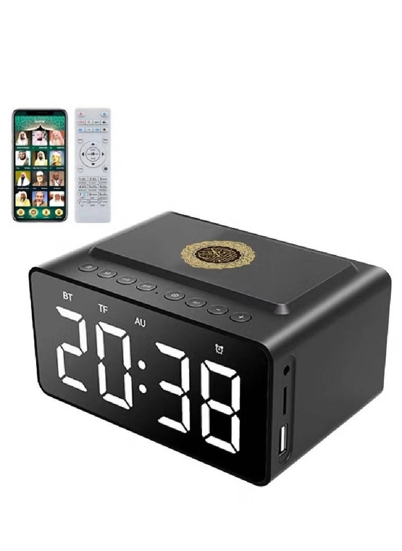 LIXES - Quran Speaker With Azan Clock Alarm Clock Radio With Bluetooth Speaker Alarm Clocks Bedside Powerful Battery Backup And USB Port With App Control LED Display Clock With 8GB Storage SQ808 - Image 1