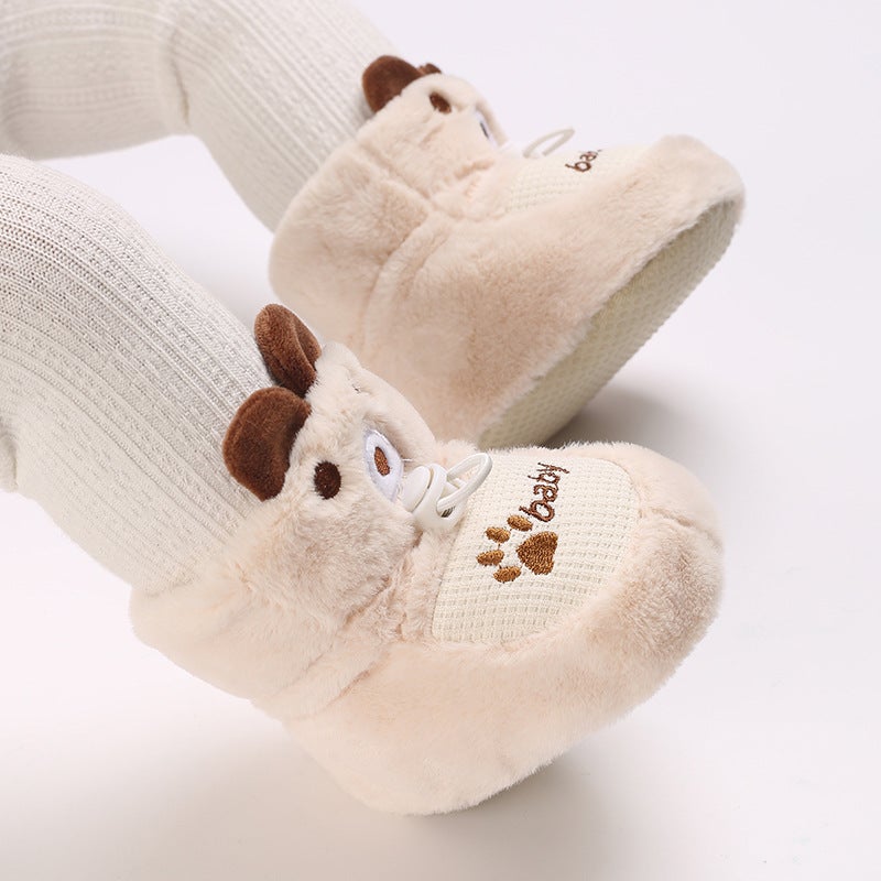 Li Haisheng Baby Shoes And Socks Winter Soft Bottom Toddler Baby Cotton Shoes Fleece-Lined Infant Shoes 3-12 Months Thickened - Image 1