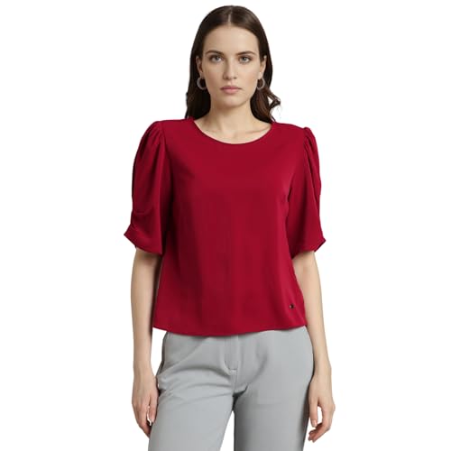 Van Heusen Women's Regular Fit T-Shirt (VWTSURGF147122_Red - Image 1