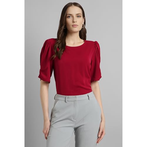 Van Heusen Women's Regular Fit T-Shirt (VWTSURGF147122_Red - Image 4