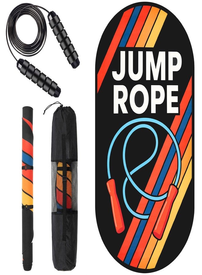 Silipull 71 x 36 Inch Jump Rope Mat Set Large Rubber Exercise Pad and Jump Rope Outdoor Indoor Non Slip Shock Absorbing Oval Design for Protection Floor Ropes Gym Home - Image 1