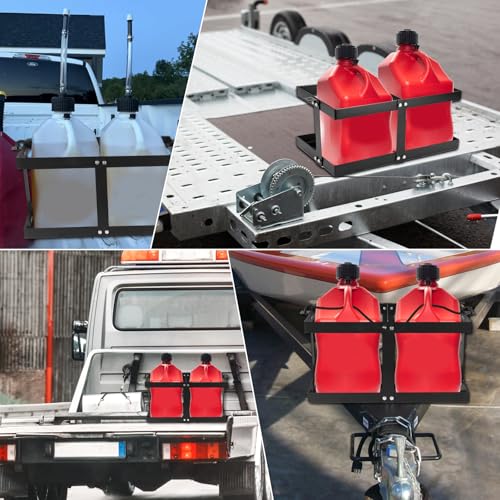 MANNIFEN Fuel Jug Container Holder,Gas Can Holder For Trailer,with 4 Fixed Columns and Straps,Fits Two 5 Gallon Gas Can,Compatible With VP Racing Fuel Jug 5.5 Gallon - Image 3