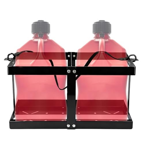 MANNIFEN Fuel Jug Container Holder,Gas Can Holder For Trailer,with 4 Fixed Columns and Straps,Fits Two 5 Gallon Gas Can,Compatible With VP Racing Fuel Jug 5.5 Gallon - Image 1