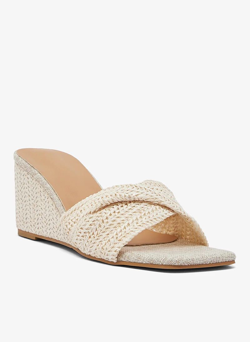 Ginger Raffia Material Twist Wedge Heel Sandals