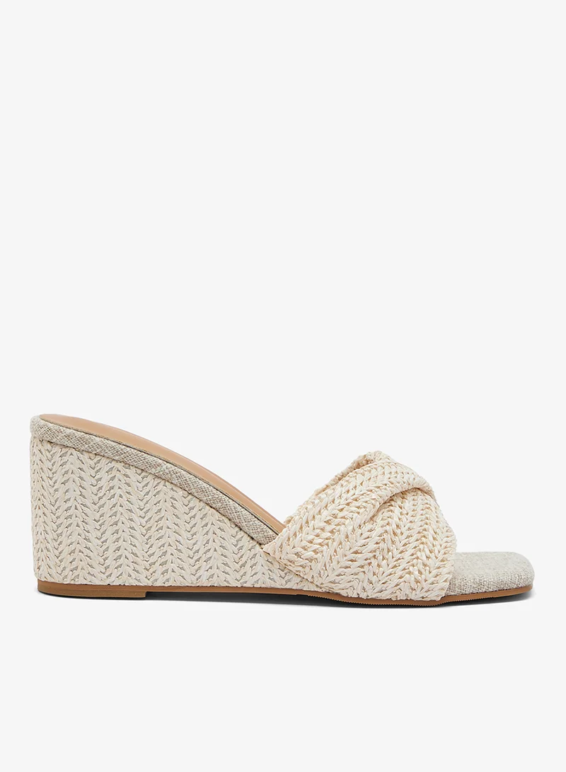 Ginger Raffia Material Twist Wedge Heel Sandals