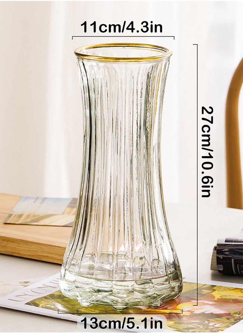 Qiccijoo - Qiccijoo Clear Glass Vase Modern Large Flower Glass Vase for Home Office Decor Tall Vase Glass Table Vase for Wedding Housewarming Gift(Transparent) - Image 1
