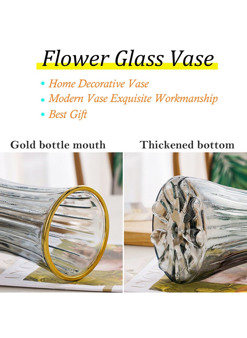 Qiccijoo - Qiccijoo Clear Glass Vase Modern Large Flower Glass Vase for Home Office Decor Tall Vase Glass Table Vase for Wedding Housewarming Gift(Transparent) - Image 1