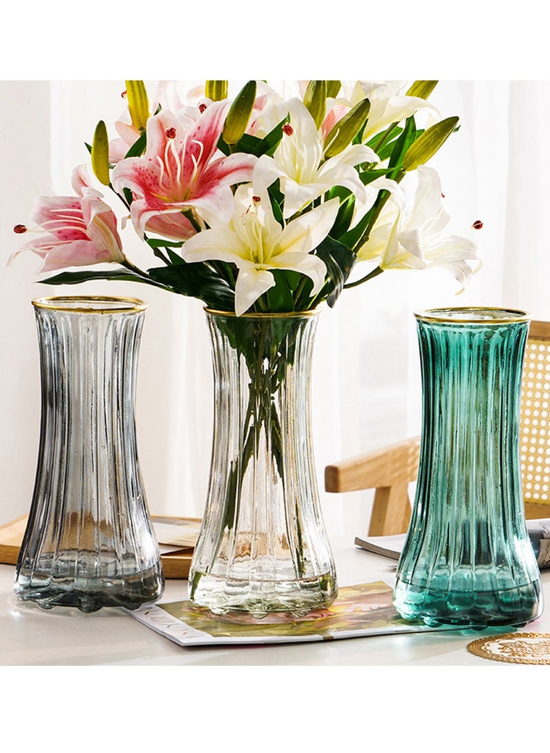 Qiccijoo - Qiccijoo Clear Glass Vase Modern Large Flower Glass Vase for Home Office Decor Tall Vase Glass Table Vase for Wedding Housewarming Gift(Transparent) - Image 1