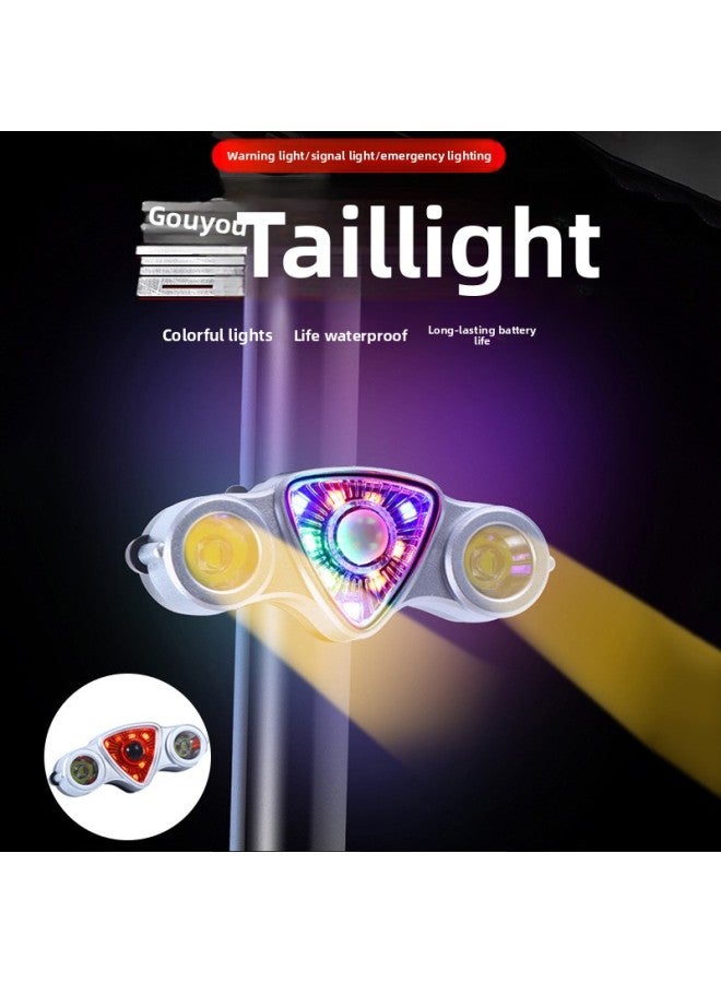 Loquat Bicycle Tail Light Single Car Light Outdoor Mountain Bike Highway Car Light USB Charging Warning Light LED Bicycle Accessories-Color:Red Light + Yellow Light - Image 2