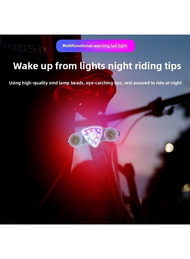 Loquat Bicycle Tail Light Single Car Light Outdoor Mountain Bike Highway Car Light USB Charging Warning Light LED Bicycle Accessories-Color:Red Light + Yellow Light - Image 5