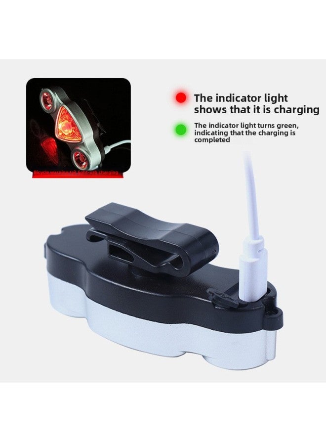 Loquat Bicycle Tail Light Single Car Light Outdoor Mountain Bike Highway Car Light USB Charging Warning Light LED Bicycle Accessories-Color:Red Light + Yellow Light - Image 4