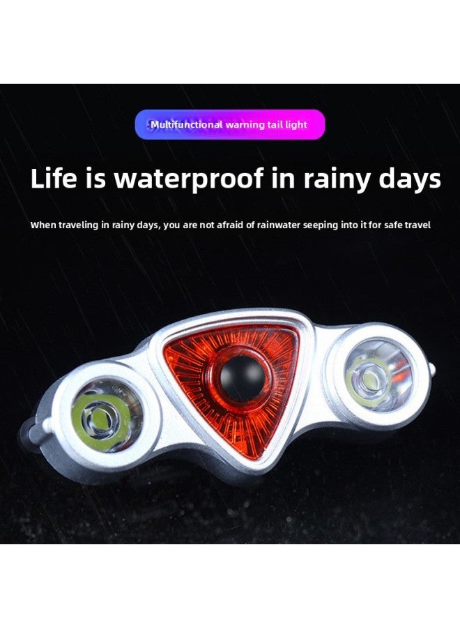 Loquat Bicycle Tail Light Single Car Light Outdoor Mountain Bike Highway Car Light USB Charging Warning Light LED Bicycle Accessories-Color:Red Light + Yellow Light - Image 3